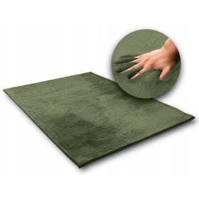 Konijn zijden tapijt - olijfgroen