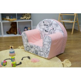 Kinderstoel Bosdieren - roze-zwart-wit