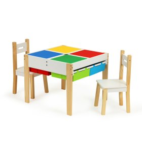 Houten kindertafel met creatieve stoelen, EcoToys