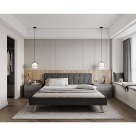 Gestoffeerd bed HEAVEN 140 x 200 cm - Grijs, FDM