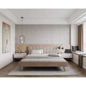 Gestoffeerd bed HEAVEN 140 x 200 cm - Crème, FDM