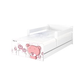 Kinderbed MAX Roze Teddybeer 160x80 cm - wit, BabyBoo
