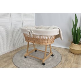 Rieten bed met uitrusting voor een baby - beige, Ourbaby®