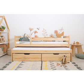 Kinderbed met extra bed en barrière Praktik - naturel, Ourbaby®