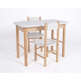 Eenvoudige tafel en stoelen set - wit, Drewnopol