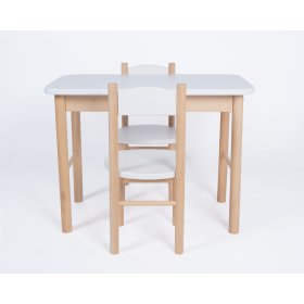 Eenvoudige tafel en stoelen set - wit, Drewnopol