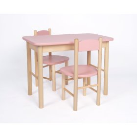 OURBABY stoffig roze tafel en stoelen set