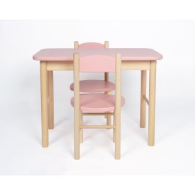 OURBABY stoffig roze tafel en stoelen set