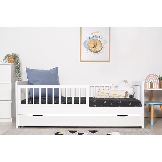 Kinderbed met barrière TEDDY - wit