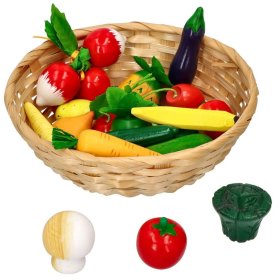Houten groenten en fruit in een mandje 21 st, Goki