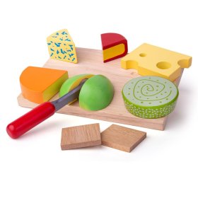 Bigjigs Toys Set houten eetkazen op een bord, Bigjigs Toys