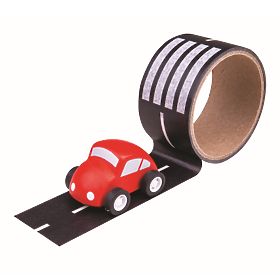 Bigjigs Toys Plakbandpad met speelgoedauto