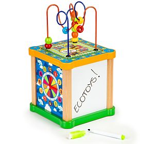 Houten educatieve kubus met labyrint, EcoToys