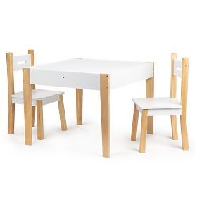 Kinder houten tafel met stoelen Natural, EcoToys