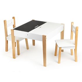 Kinder houten tafel met stoelen Natural, EcoToys