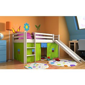 Ourbaby Modo verhoogd kinderbed met glijbaan - wit