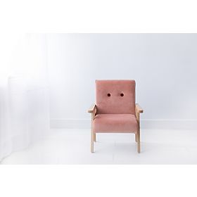 Retro kinderfauteuil Velvet - zalm